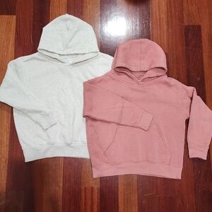 Girls Hoodie Sweatshirt 2 Pack Bundle | Pink and Cream | Size S